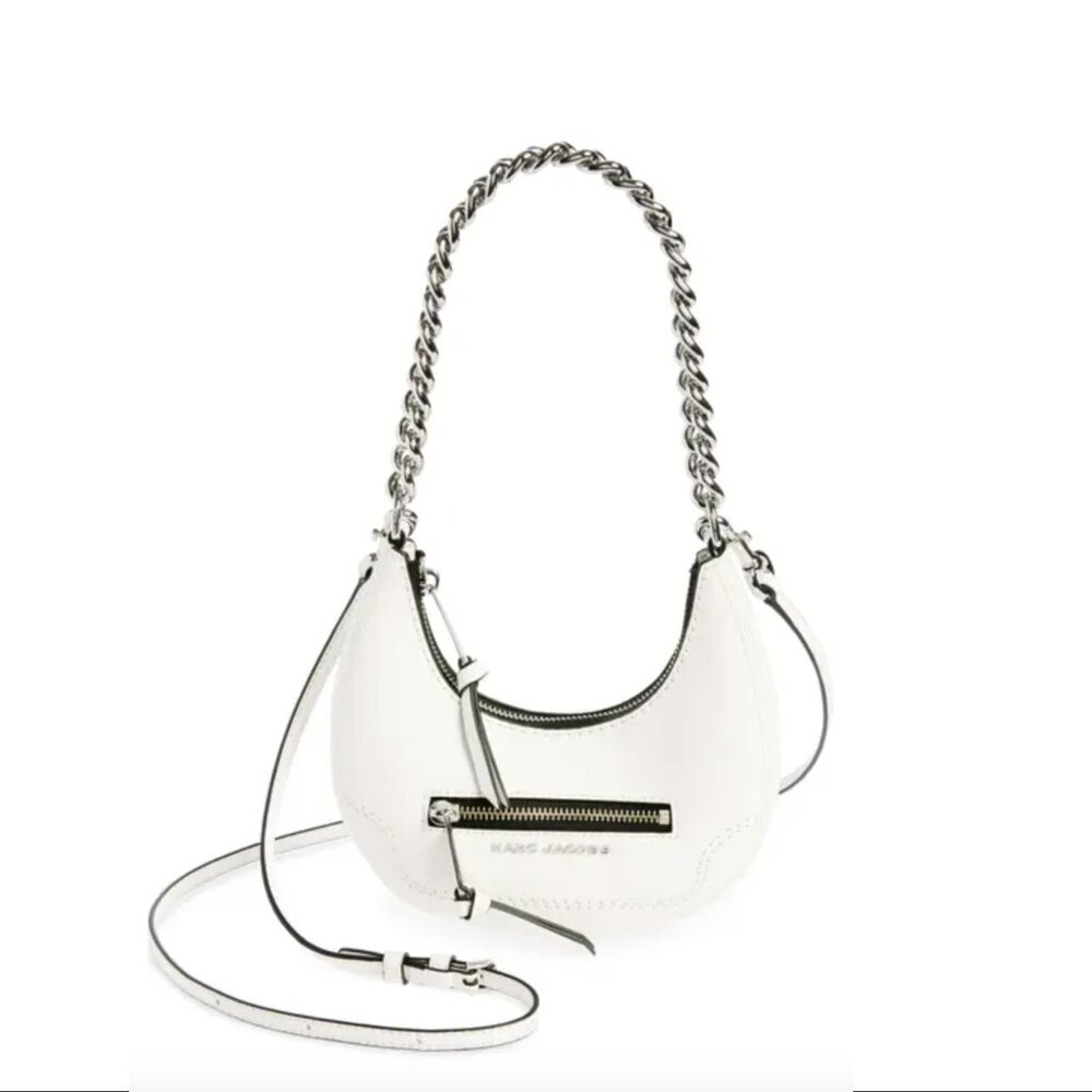 Marc Jacobs White Crescent Shoulder Bag with Chain Strap